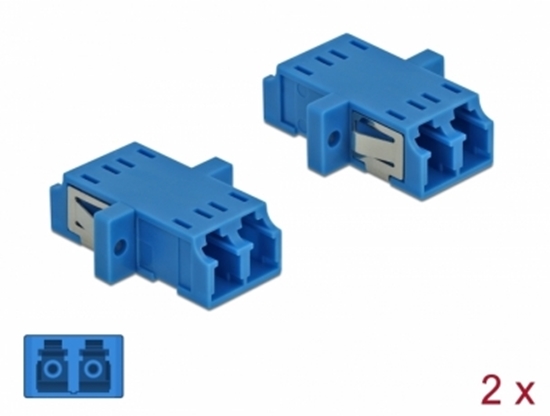 Picture of Delock Optical Fiber Coupler LC Duplex female to LC Duplex female Single-mode 2 pieces blue