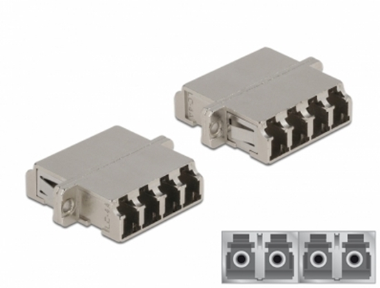 Picture of Delock Optical Fiber Coupler LC Quad female to LC Quad female Single-mode metal