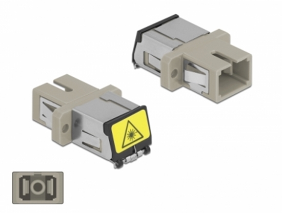 Picture of Delock Optical Fiber Coupler with laser protection flip SC Simplex female to SC Simplex female Multi-mode beige