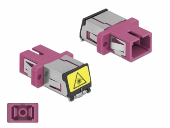 Picture of Delock Optical Fiber Coupler with laser protection flip SC Simplex female to SC Simplex female Multi-mode violet