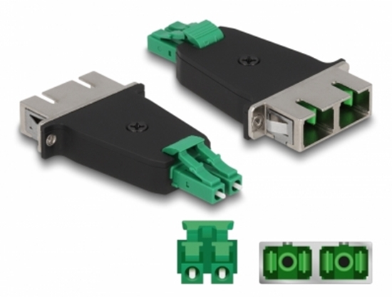 Picture of Delock Optical Fiber Hybrid Coupler LC Duplex male to SC Duplex female green