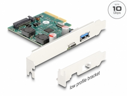 Picture of Delock PCI Express x4 Card to 1 x external USB 10 Gbps Type-C™ female + 1 x external USB 10 Gbps Type-A female - Low Profile For