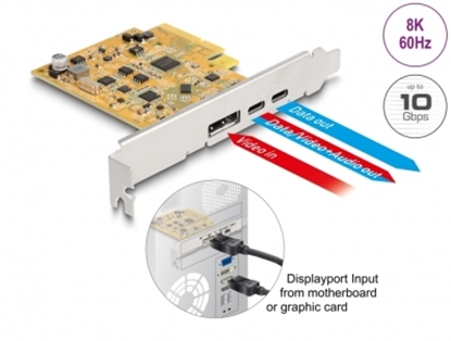 Picture of Delock PCI Express x4 Card to 1 x external USB Type-C™ 10 Gbps female + 1 x external USB Type-C™ 10 Gbps (DP Alt Mode) female