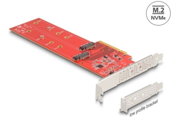 Изображение Delock PCI Express x8 Card to 2 x internal NVMe M.2 Key M 110 mm - Bifurcation - Low Profile Form Factor