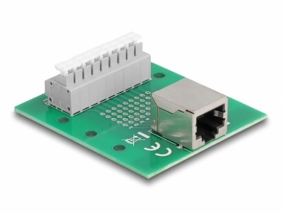 Picture of Delock RJ45 female to Terminal Block with push-button for DIN rail