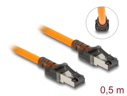 Attēls no Delock RJ45 Network Cable with USB Type-C™ port finder function Self Tracing Cat.6A S/FTP 0.5 m orange