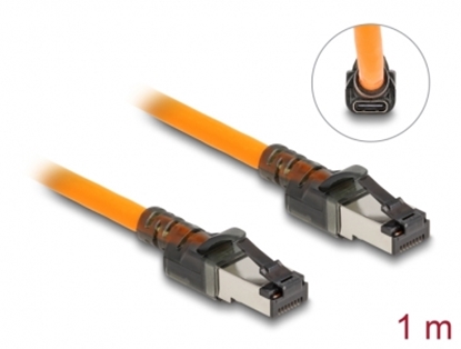 Attēls no Delock RJ45 Network Cable with USB Type-C™ port finder function Self Tracing Cat.6A S/FTP 1 m orange