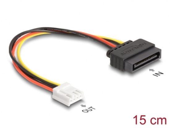 Picture of Delock SATA Power Cable 15 pin plug to 1 x Floppy 4 pin female 15 cm