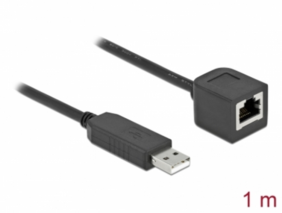 Picture of Delock Serial Connection Cable with FTDI chipset, USB 2.0 Type-A male to RS-232 RJ45 female 1 m black