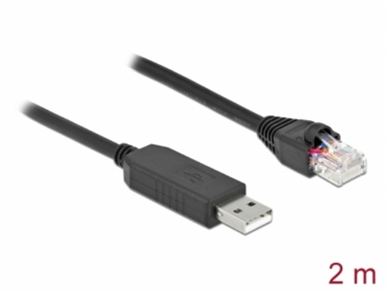 Picture of Delock Serial Connection Cable with FTDI chipset, USB 2.0 Type-A male to RS-232 RJ45 male 2 m black