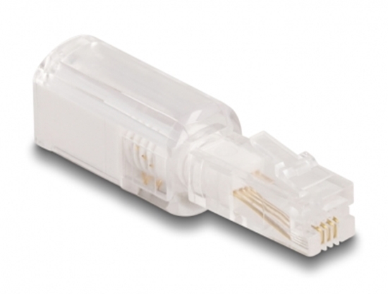 Изображение Delock Telephone Cable Anti-Twist Adapter RJ10 plug to RJ10 jack transparent / white