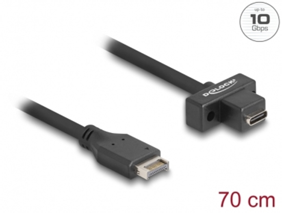 Изображение Delock USB 10 Gbps cable Type-E Key A 20 pin male to USB Type-C™ female panel-mount 70 cm