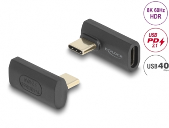 Picture of Delock USB Adapter 40 Gbps USB Type-C™ PD 3.1 240 W male to female rotated angled left / right 8K 60 Hz