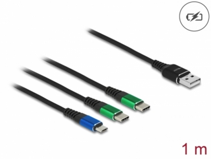 Attēls no Delock USB Charging Cable 3 in 1 Type-A to Micro USB / 2 x USB Type-C™ 1 m