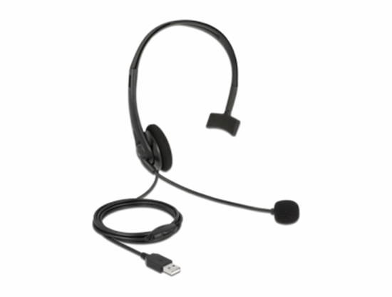 Picture of Delock USB Mono Headset with Volume Control for PC and Laptop - Ultra Lightweight