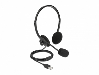 Picture of Delock USB Stereo Headset with Volume Control for PC and Laptop - Ultra Lightweight