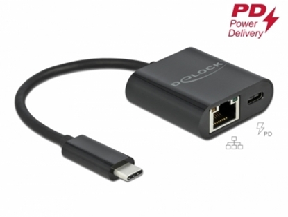 Picture of Delock USB Type-C™ Adapter to Gigabit LAN 10/100/1000 Mbps with Power Delivery port black