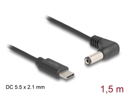 Attēls no Delock USB Type-C™ Power Cable to DC 5.5 x 2.1 mm male angled 1.5 m