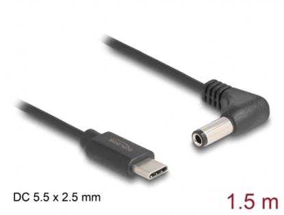 Изображение Delock USB Type-C™ Power Cable to DC 5.5 x 2.5 mm male angled 1.5 m