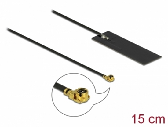 Изображение Delock WLAN 802.11 ac/ax/a/h/b/g/n Antenna MHF® I plug 2 - 4 dBi 15 cm PCB internal self adhesive