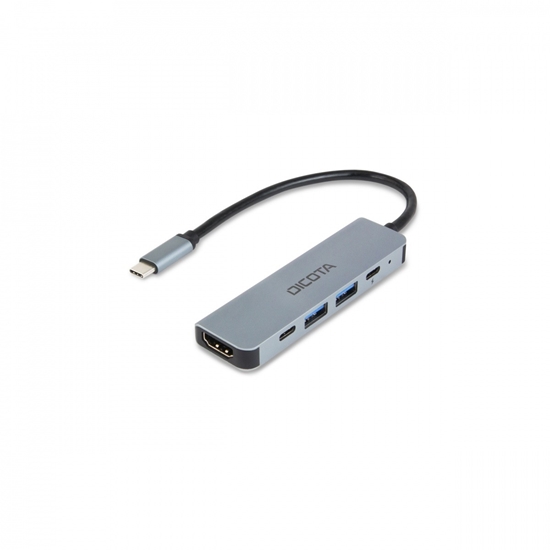 Picture of Dicota USB-C 5-in-1 Video Hub 4K PD 100W silver