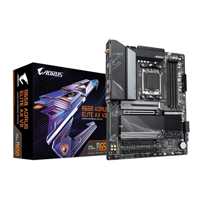 Изображение Gigabyte B650 AORUS ELITE AX V2 Motherboard - Supports AMD AM5 CPUs, 12+2+2 Phases Digital VRM, up to 8000MHz DDR5 (OC), 1xPCIe 5.0 + 2xPCIe 4.0 M.2, Wi-Fi 6E, 2.5GbE LAN, USB 3.2 Gen 2