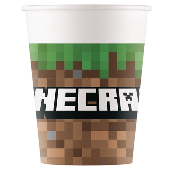 Изображение Glāzes papīra Minecraft 200ml 8gab.