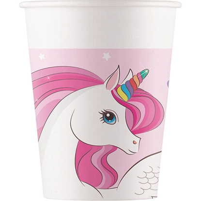 Изображение Glāzes papīra Unicorn Rainbow 200ml 8gab.