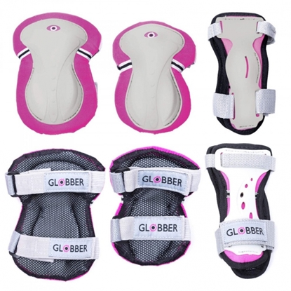 Изображение GLOBBER elbow and knee pads PROTECTIVE JUNIOR  DEEP PINK XS RANGE B ( 25-50KG ),541-110 | Globber