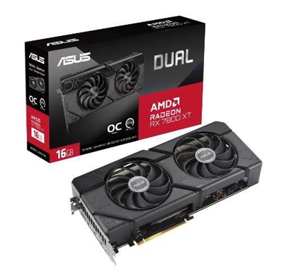 Picture of Graphics Card|ASUS|AMD Radeon RX 7800 XT|16 GB|GDDR6|256 bit|PCIE 4.0 16x|Dual Slot Fansink|1xHDMI|3xDisplayPort|DUAL-RX7800XT-O16G