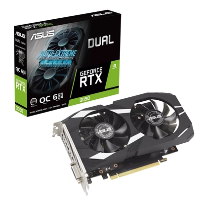 Picture of Graphics Card|ASUS|NVIDIA GeForce RTX 3050|6 GB|GDDR6|96 bit|PCIE 4.0 16x|Dual Slot Fansink|1xDVI-D|1xHDMI|1xDisplayPort|DUAL-RTX3050-O6G