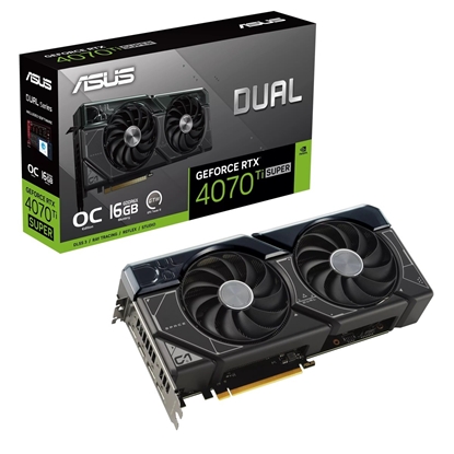 Picture of Graphics Card|ASUS|NVIDIA GeForce RTX 4070 Ti SUPER|16 GB|GDDR6X|256 bit|PCIE 4.0 16x|Dual Slot Fansink|1xHDMI|3xDisplayPort|DUAL-RTX4070TIS-O16G