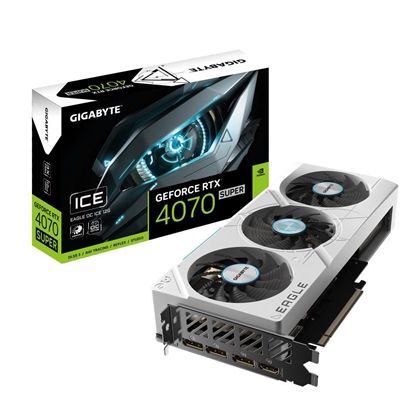 Изображение Graphics Card|GIGABYTE|NVIDIA GeForce RTX 4070 SUPER|12 GB|GDDR6X|192 bit|PCIE 4.0 16x|GPU 2535 MHz|Triple slot Fansink|1xHDMI|3xDisplayPort|GV-N407SEAGLEOCICE-12GD