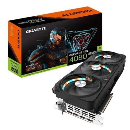 Attēls no Graphics Card|GIGABYTE|NVIDIA GeForce RTX 4080 SUPER|16 GB|GDDR6X|256 bit|PCIE 4.0 16x|GPU 2595 MHz|Triple slot Fansink|1xHDMI|3xDisplayPort|GV-N408SGAMINGOC-16GD