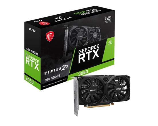 Изображение Graphics Card|MSI|NVIDIA GeForce RTX 3050|6 GB|GDDR6|96 bit|PCIE 4.0 16x|Dual Slot Fansink|2xHDMI|1xDisplayPort|RTX3050VEN2X6GOC