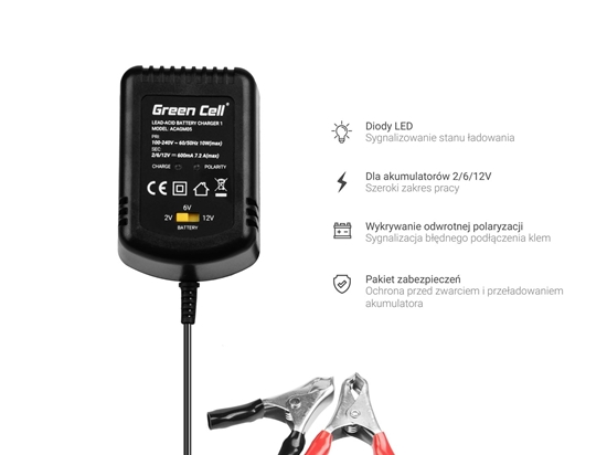Picture of Green Cell ACAGM05 vehicle battery charger 2/6/12 V Black