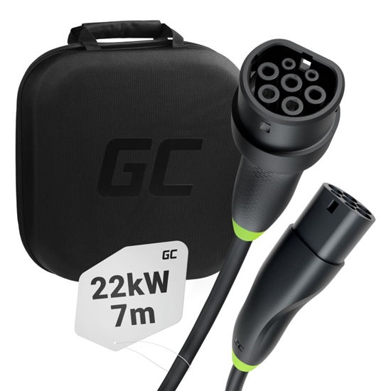 Picture of Green Cell EVKABGC02 electric vehicle charging cable Black Type 2 3 7 m