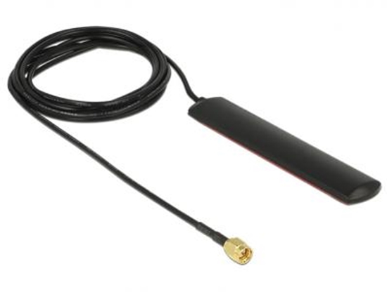 Picture of GSM UMTS LTE WLAN 2.4 GHz Antenna SMA Plug 2 dBi omnidirectional adhesive mounting