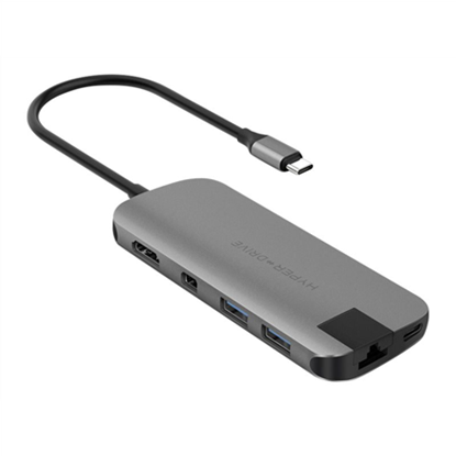 Attēls no Hyper | HyperDrive Universal  USB-C 8-in-1 Hub with HDMI, MiniDP and 60 W PD Power Pass-Thru
