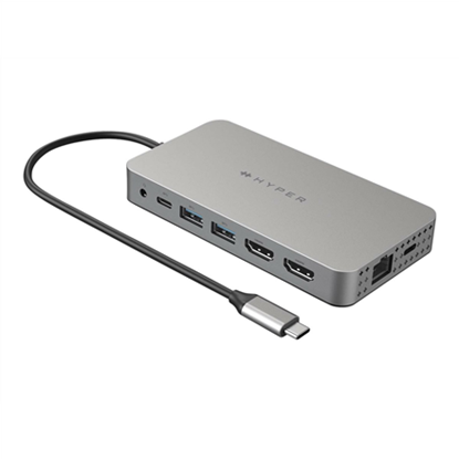 Attēls no Hyper | HyperDrive Universal USB-C 10-in1 Dual HDMI Mobile Dock | Ethernet LAN (RJ-45) ports 1 | HDMI ports quantity 2