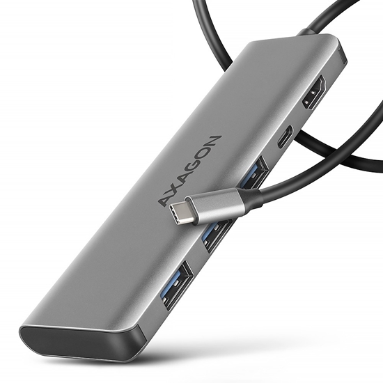 Изображение HMC-5H Wieloportowy hub USB-C 3.2 Gen 1, 3x USB-A, 4K HDMI, PD 100W, 100cm USB-C kabel