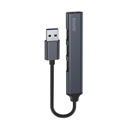 Picture of Hub 4 porty USB-A - 3 x USB-A 2.0, 1 x USB-A 3.0, 5 Gbps, Aluminium, AK-70 