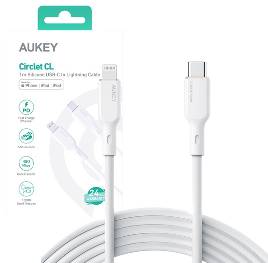 Изображение Kabel USB Aukey USB-C - Lightning 1.8 m Biały (CB-SCL2)