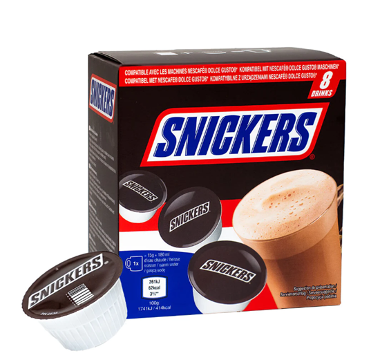 Изображение Karšto šokolado kapsulės SNICKERS, Dolce Gusto aparatui, 8 kaps., 136g