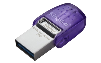 Attēls no Kingston Technology DataTraveler microDuo 3C USB flash drive 64 GB USB Type-A / USB Type-C 3.2 Gen 1 (3.1 Gen 1) Purple, Stainless steel