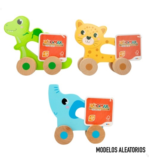 Picture of Koka rotaļlieta uz riteņiem Dzīvnieki dažādas no 24 men. CB49611
