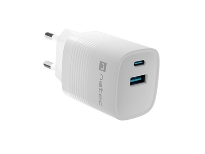 Изображение Ładowarka sieciowa Ribera GAN 1X USB-A + 1X USB-C 30W Biała