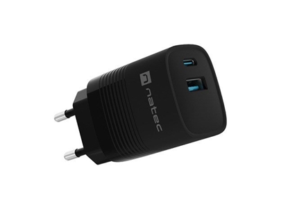 Изображение Ładowarka sieciowa Ribera GAN 1X USB-A + 1X USB-C 30W Czarna