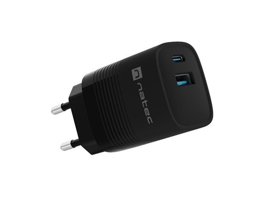 Picture of Ładowarka sieciowa Ribera GAN 1X USB-A + 1X USB-C 30W Czarna