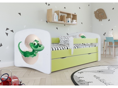 Изображение Lova Babydreams - Dinozauras, žalia, 160x80, su stalčiumi